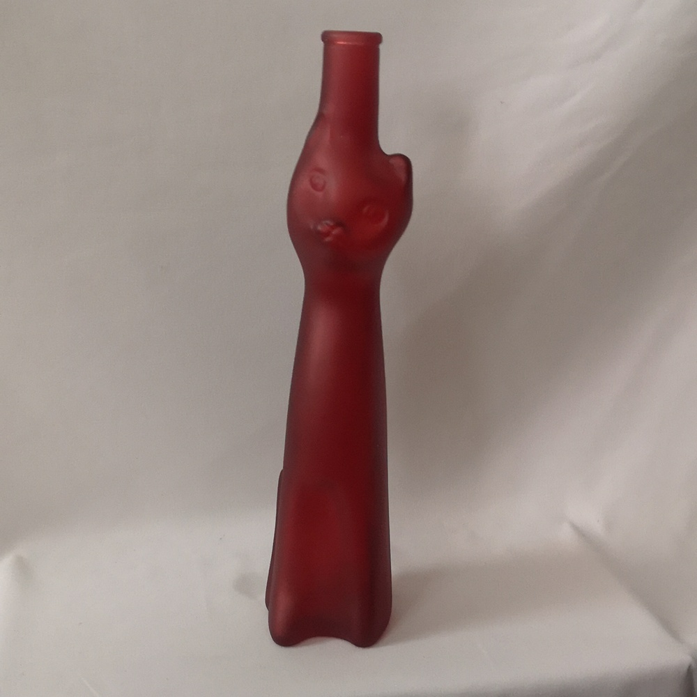 Collector's Cat Figurine Reisling Bottle (Empty) in Matte Red Colour